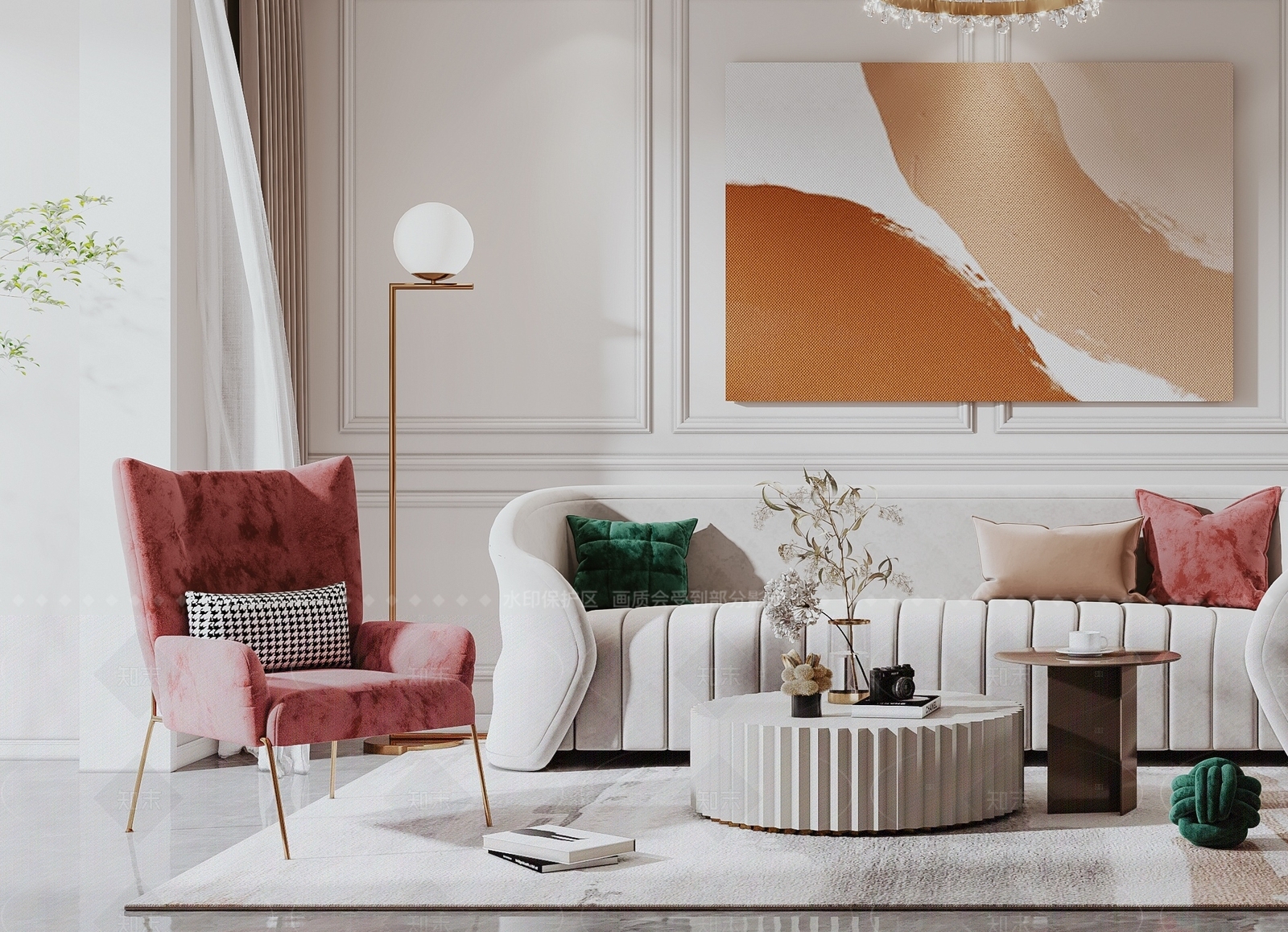 法式轻奢客餐厅3D模型下载【ID:1207651125】