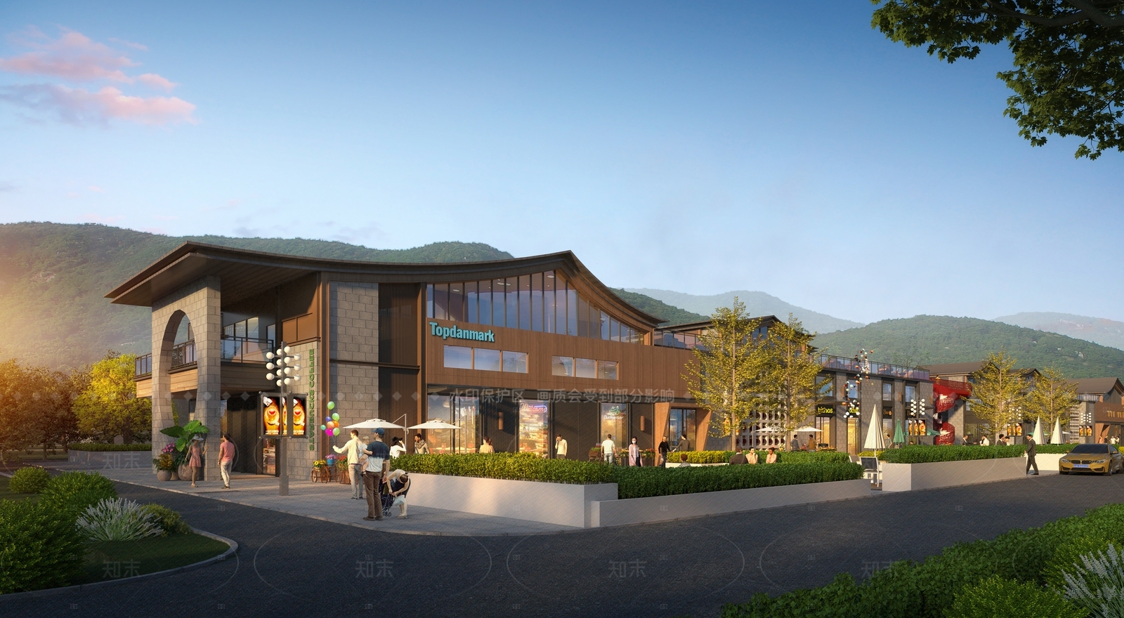 新中式复古商业街SU模型下载【ID:1207653955】