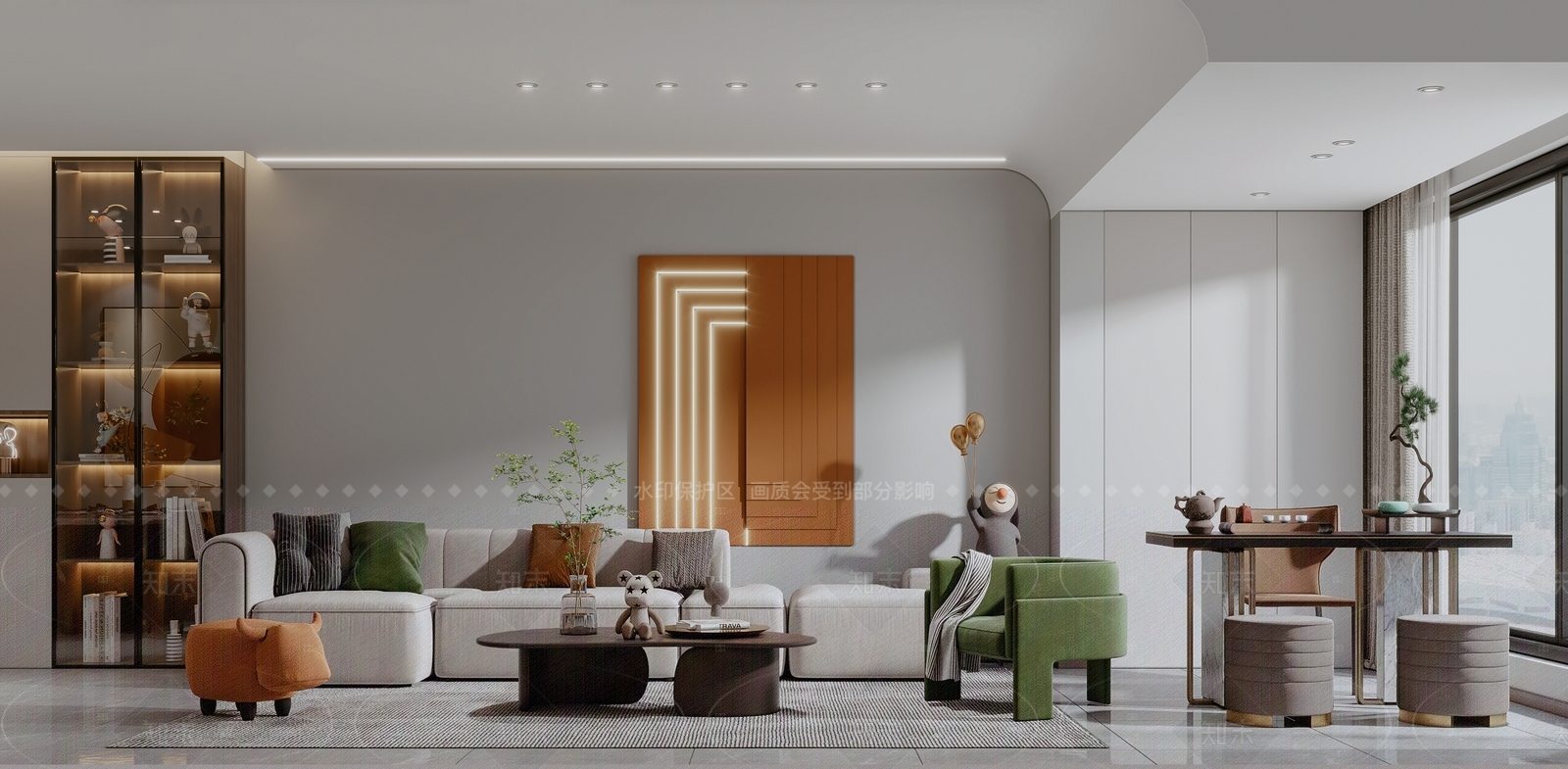 现代轻奢客餐厅3D模型下载【ID:1207654008】