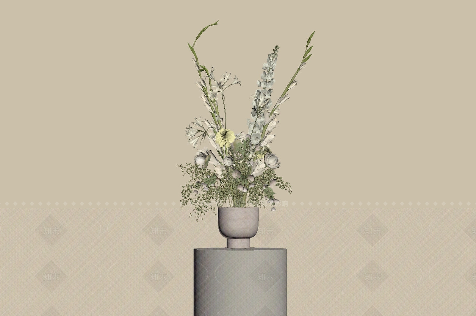现代中古花艺SU模型下载【ID:1207654125】