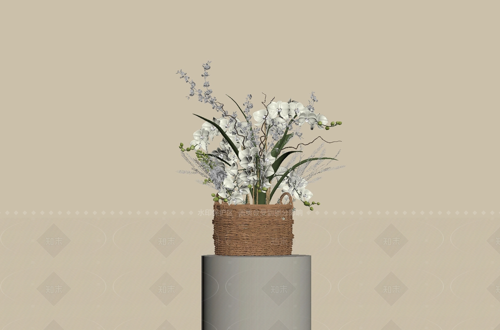 现代中古花艺SU模型下载【ID:1207654189】