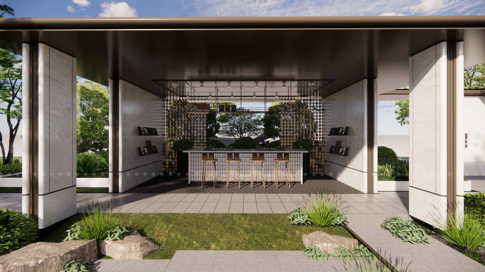 现代轻奢廊架SU模型下载【ID:1207654327】