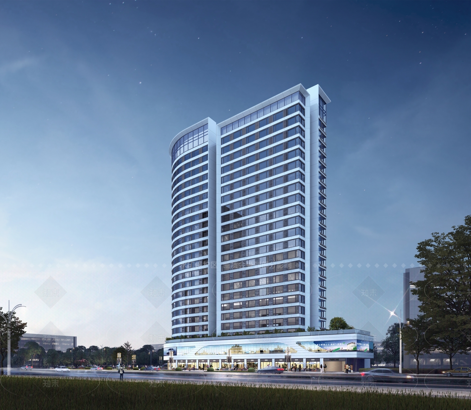 现代酒店建筑SU模型下载【ID:1207657818】