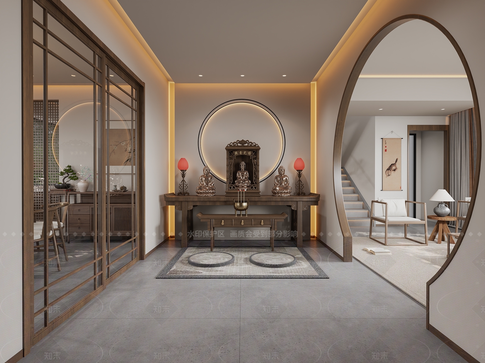 新中式中式佛堂3D模型下载【ID:1207659068】