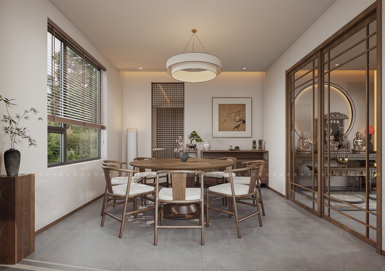 新中式中式别墅餐厅3D模型下载【ID:1207659105】