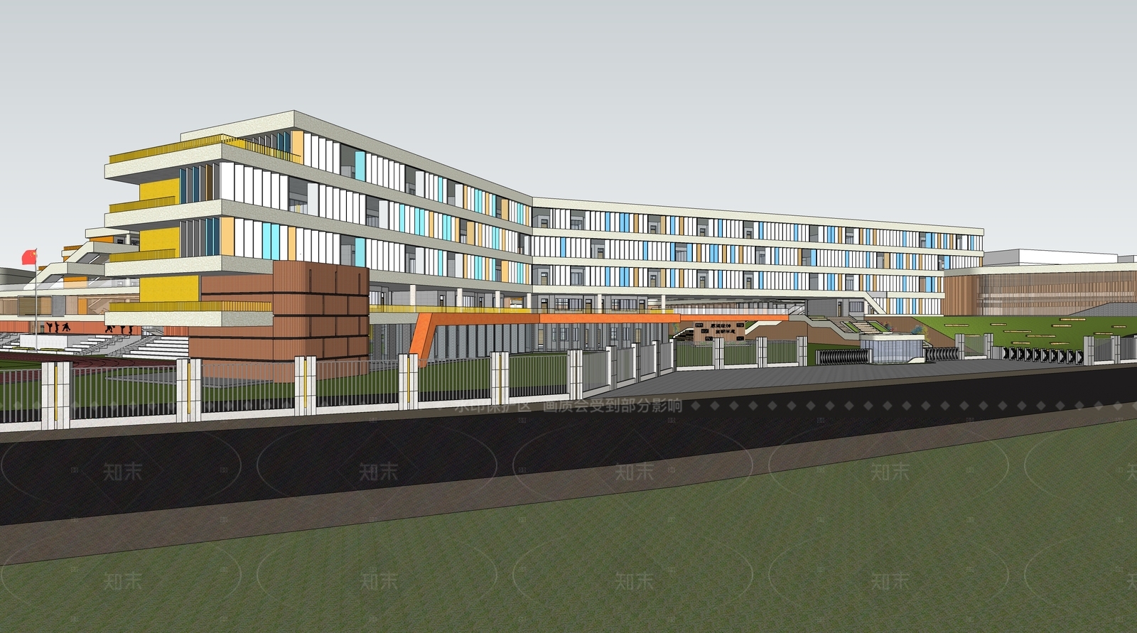 现代学校建筑SU模型下载【ID:1207659131】