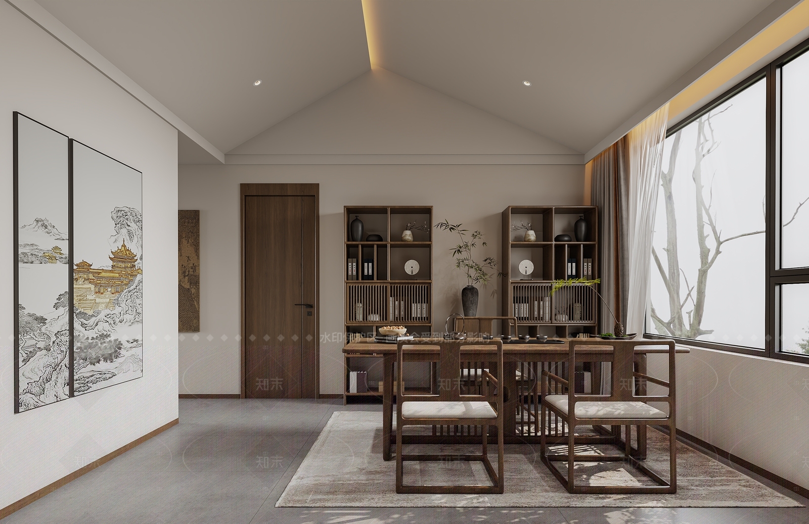 新中式中式茶室3D模型下载【ID:1207659237】
