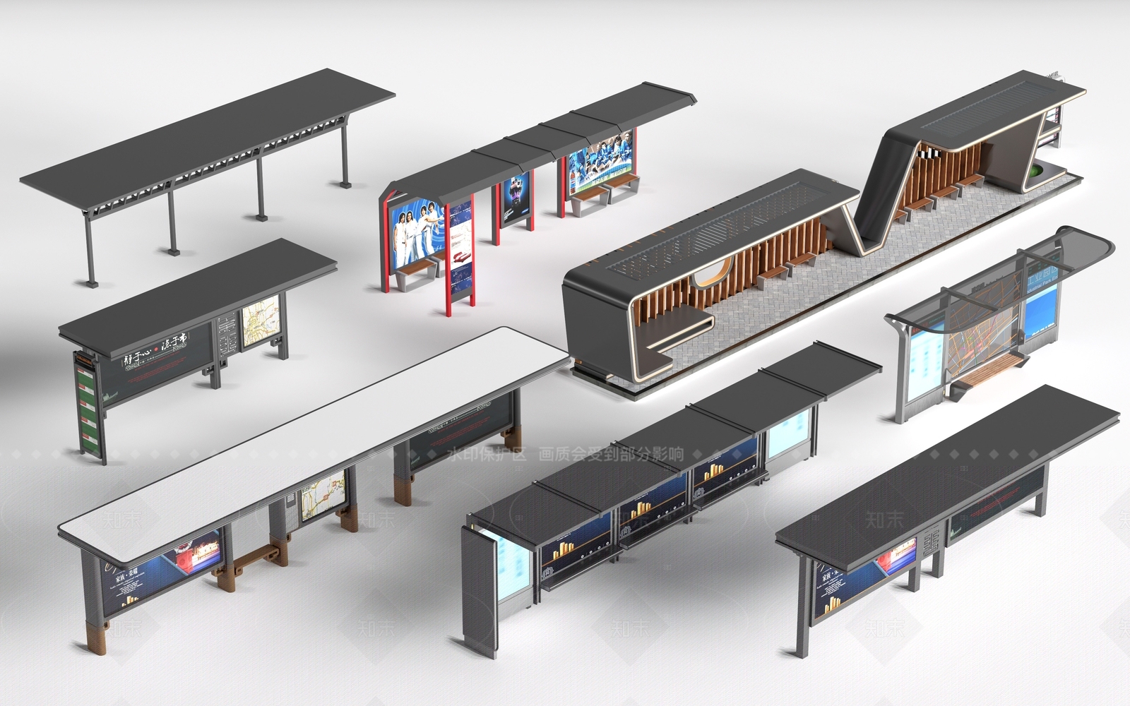 现代车站外观3D模型下载【ID:1207659935】