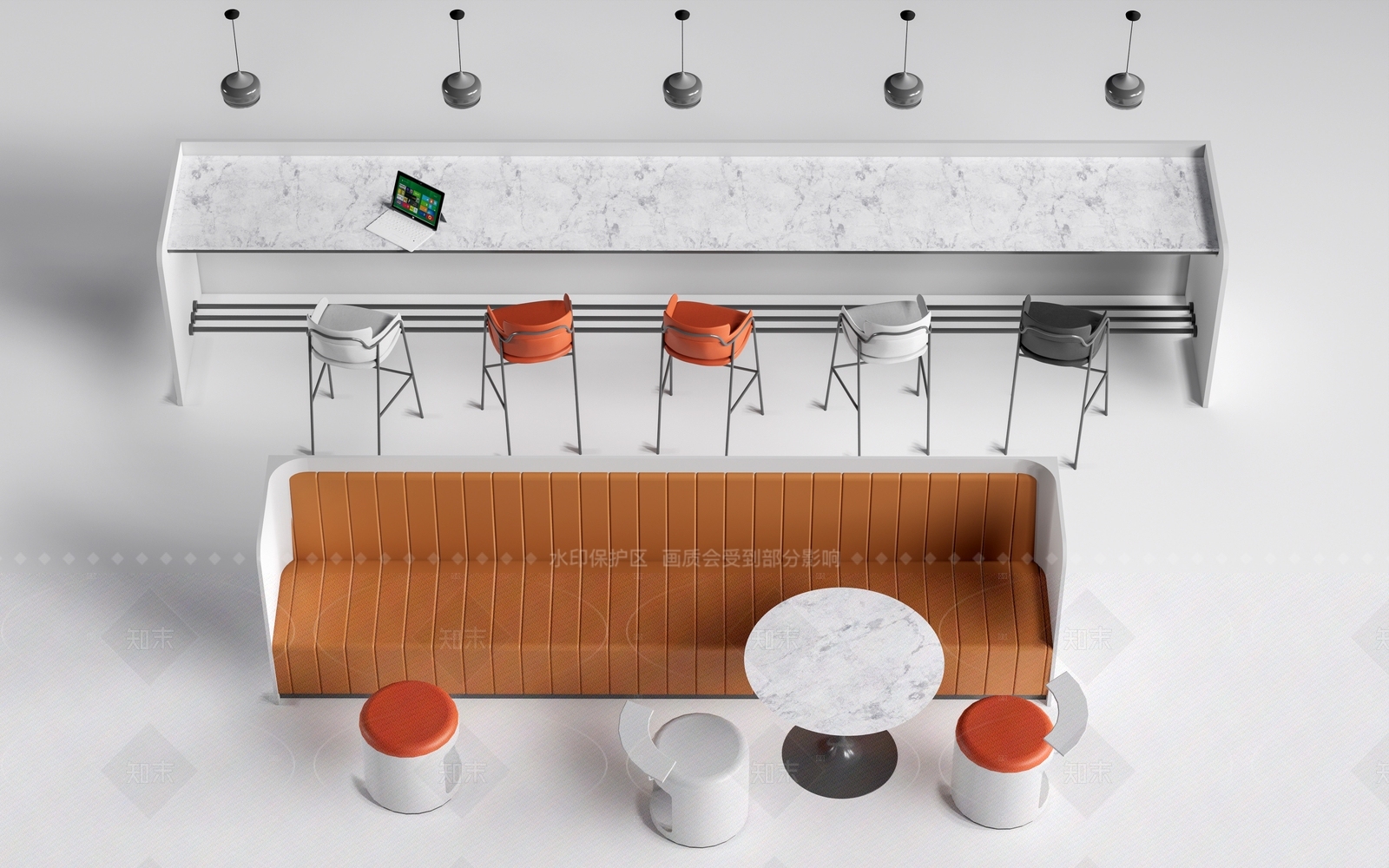 现代卡座餐厅3D模型下载【ID:1207660524】