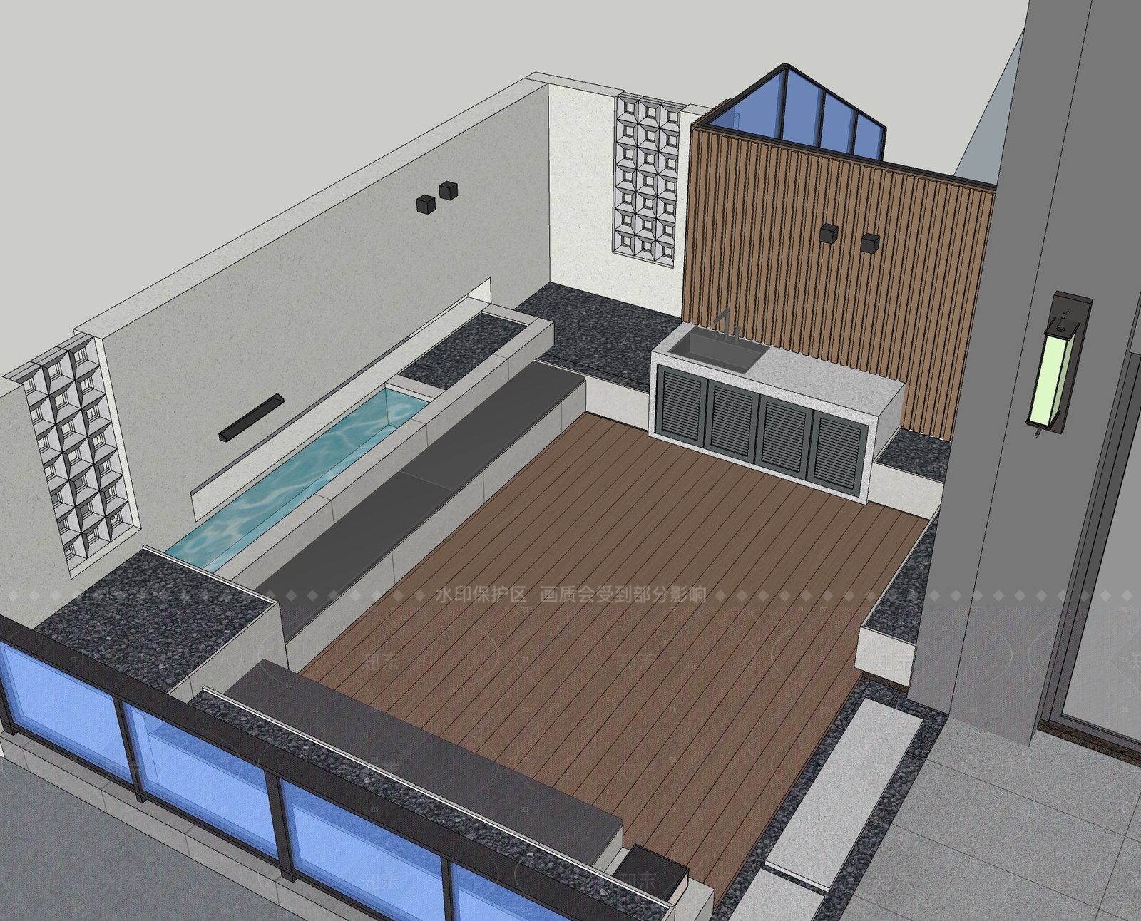 现代屋顶花园SU模型下载【ID:1207662694】