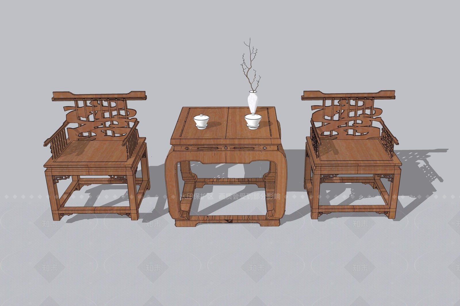 中式茶桌椅SU模型下载【ID:1207669156】