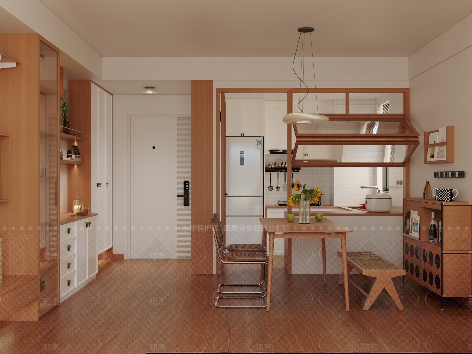 日式原木家居餐厅3D模型下载【ID:1207669891】