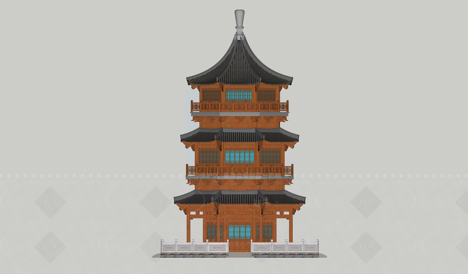 中式古建筑SU模型下载【ID:1207669376】