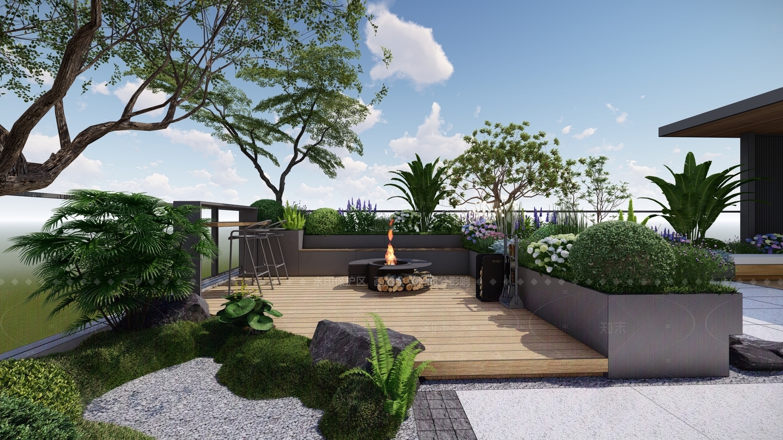 现代简约住宅区景观SU模型下载【ID:1207669953】