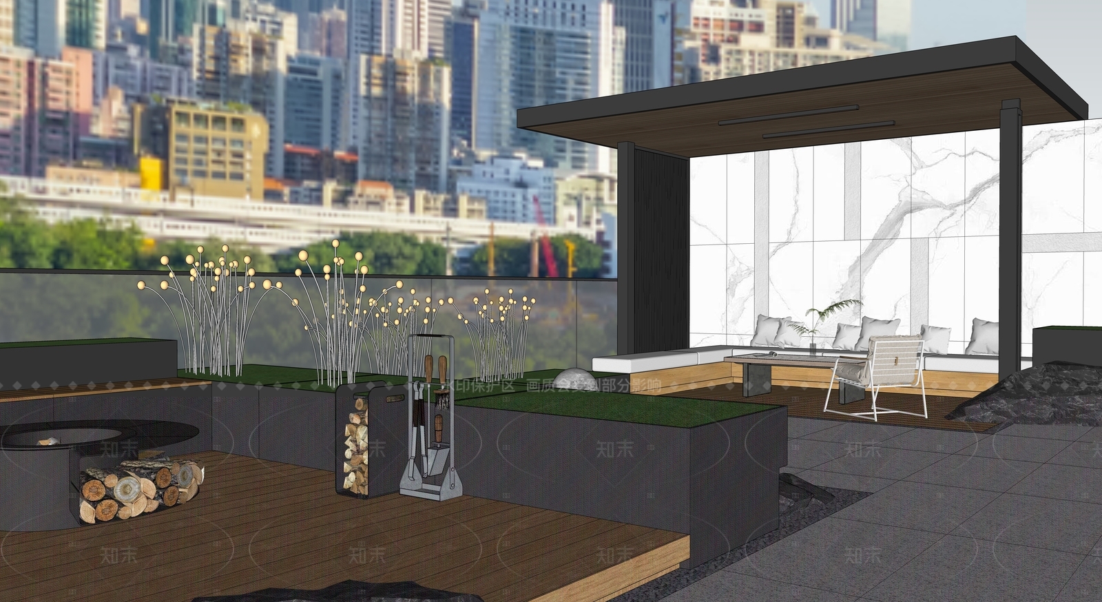 现代简约住宅区景观SU模型下载【ID:1207669953】