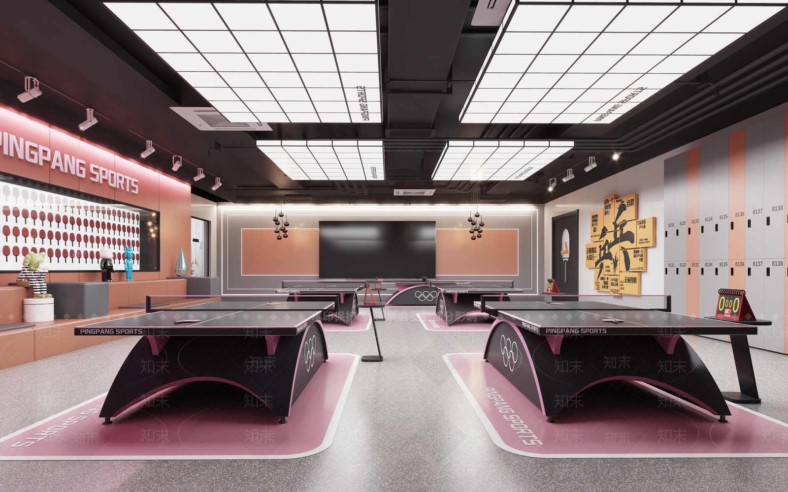 现代乒乓球室3D模型下载【ID:1207670454】