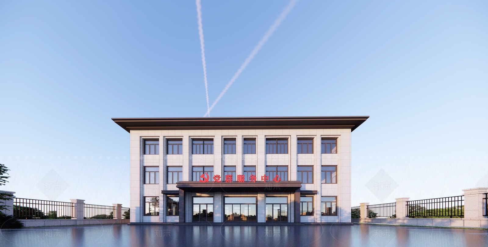 现代简约政府办公楼SU模型下载【ID:1207671986】