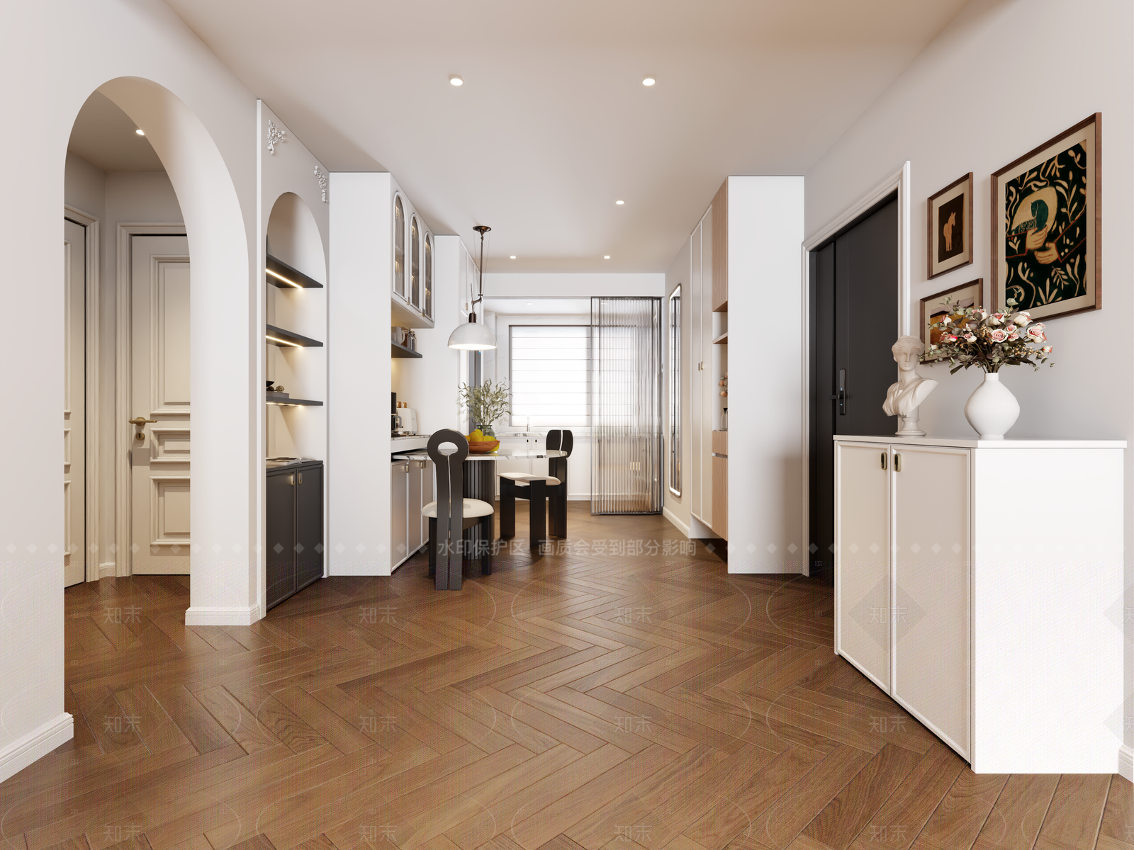 法式轻奢别墅餐厅3D模型下载【ID:1207672282】