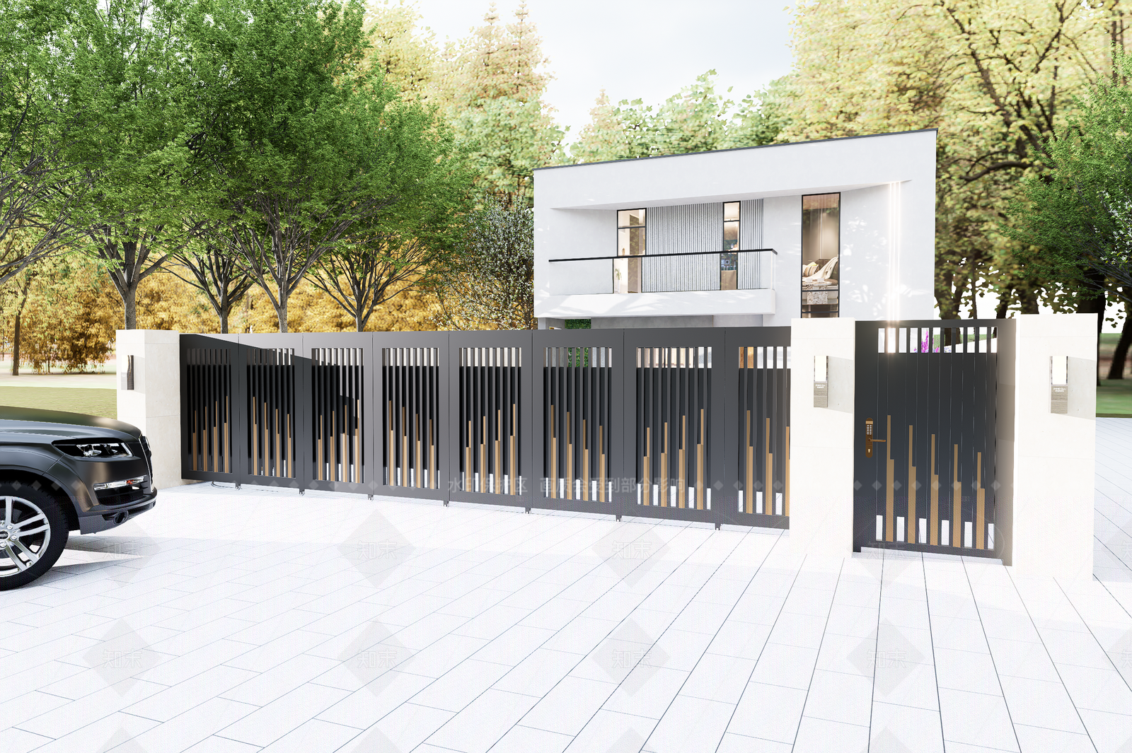 现代轻奢入口大门SU模型下载【ID:1207672260】