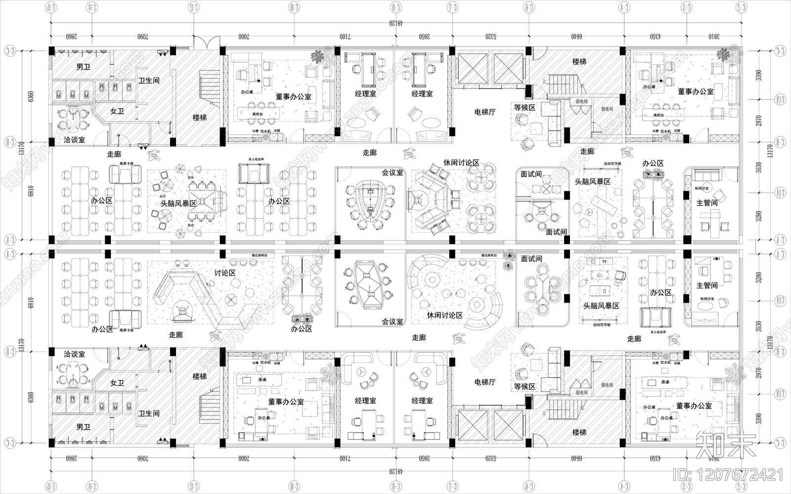 现代开放办公室施工图下载【ID:1207672421】