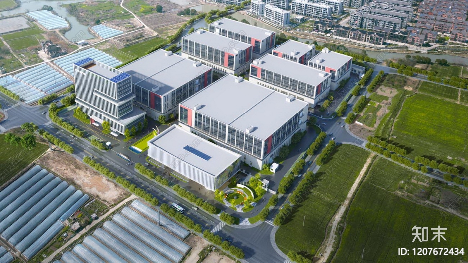 现代产业园建筑cad施工图下载【ID:1207672434】