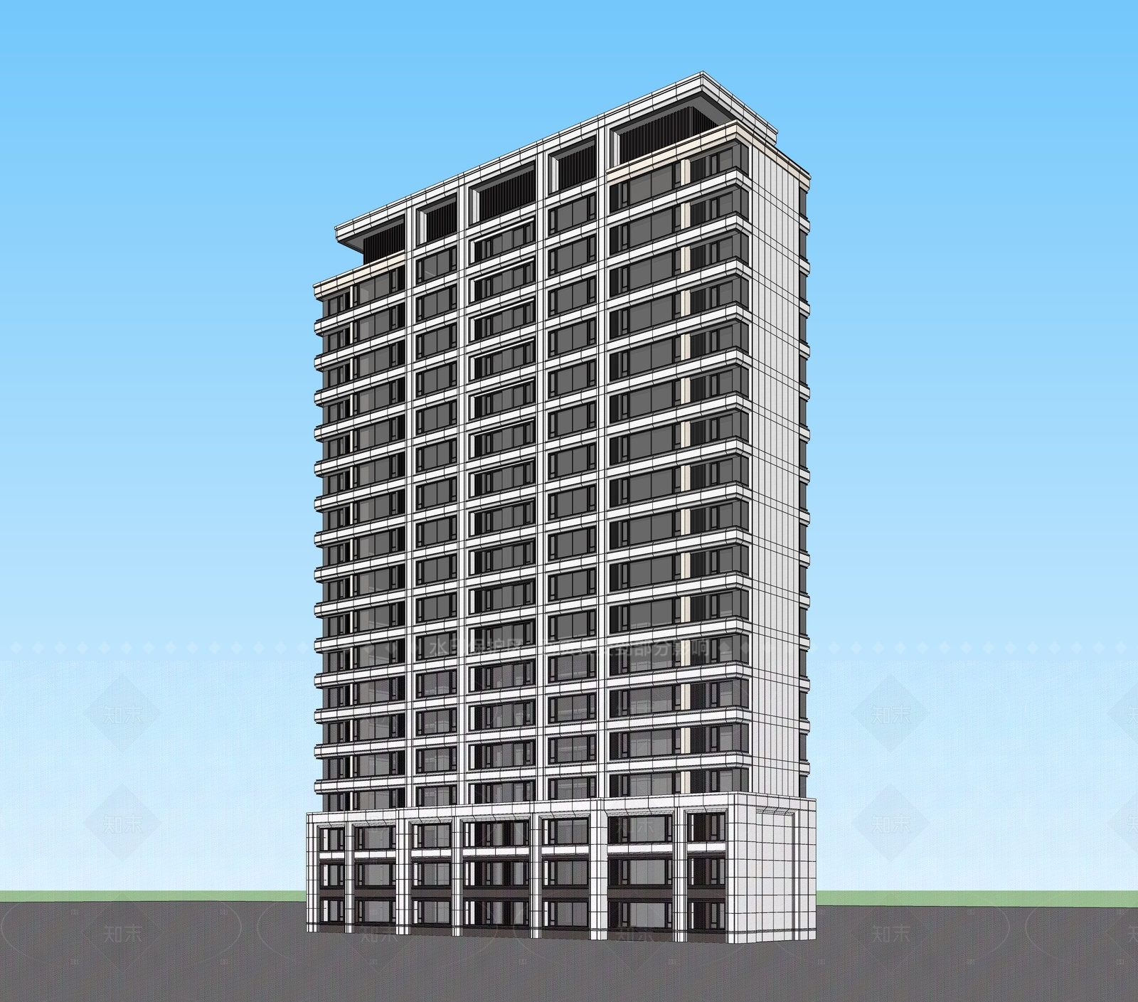 现代高层住宅SU模型下载【ID:1207672834】