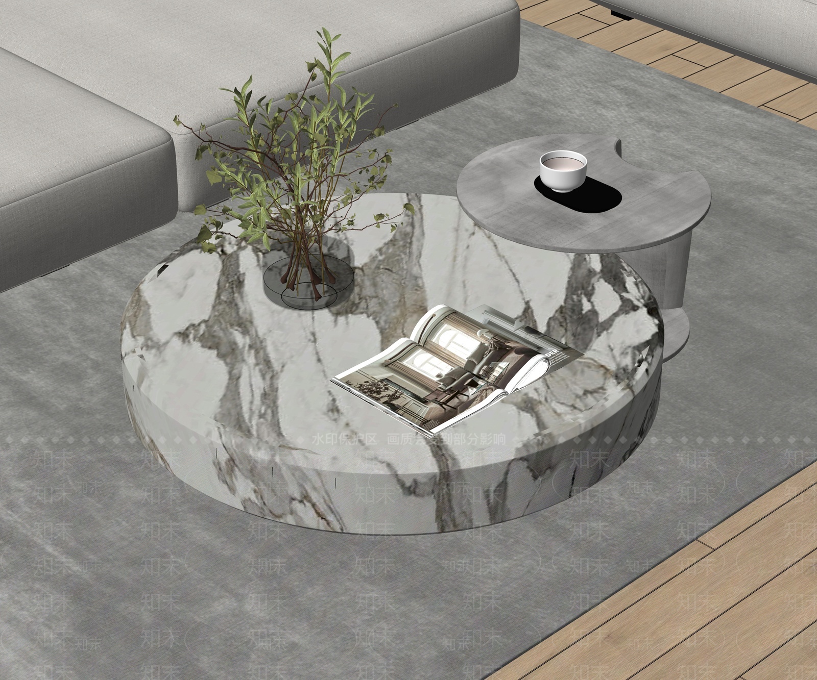 现代茶几角几SU模型下载【ID:1207673597】