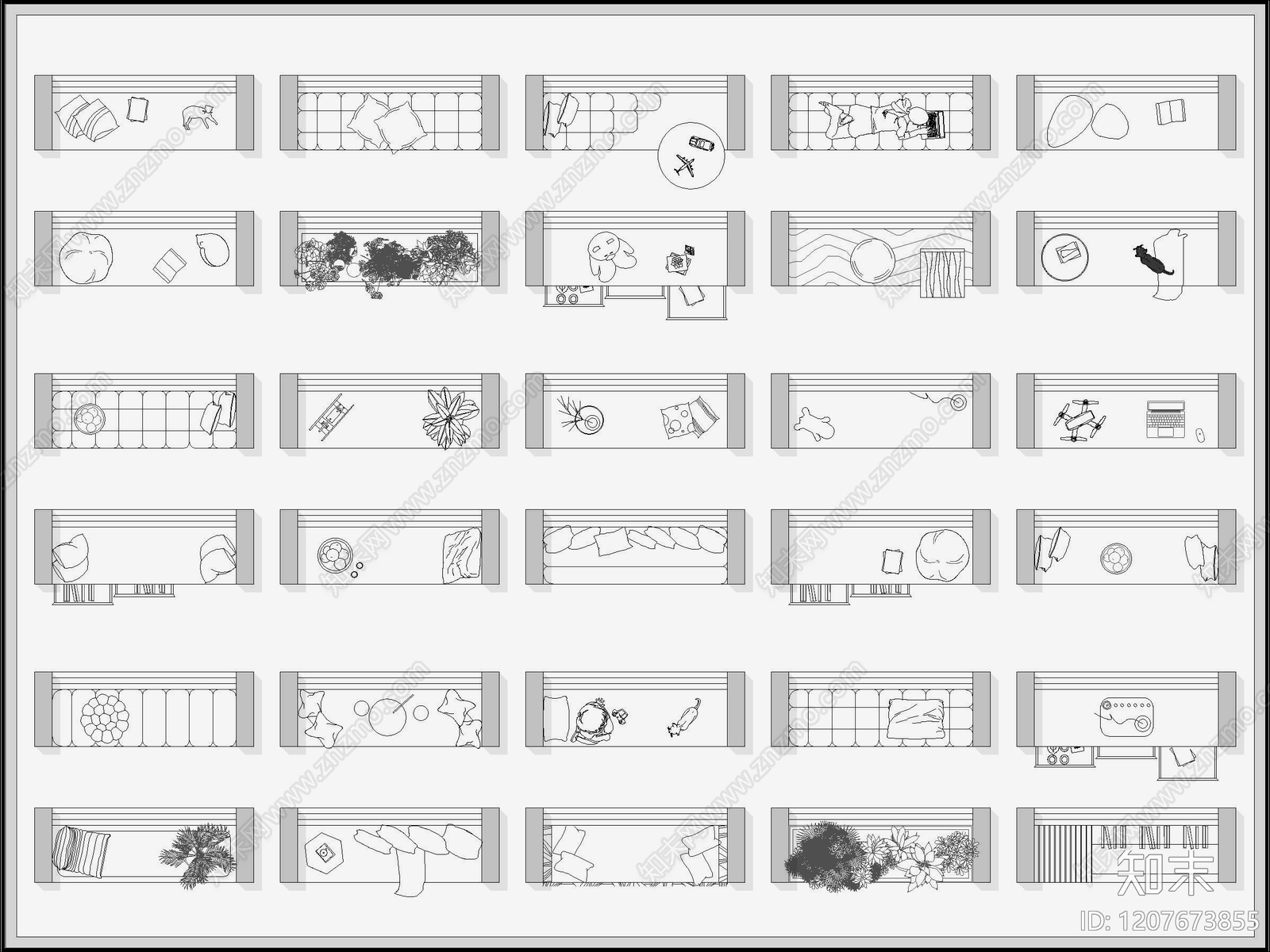 现代法式综合软装摆件图库施工图下载【ID:1207673855】