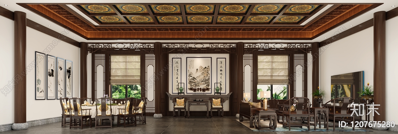 现代新中式四合院施工图下载【ID:1207675280】