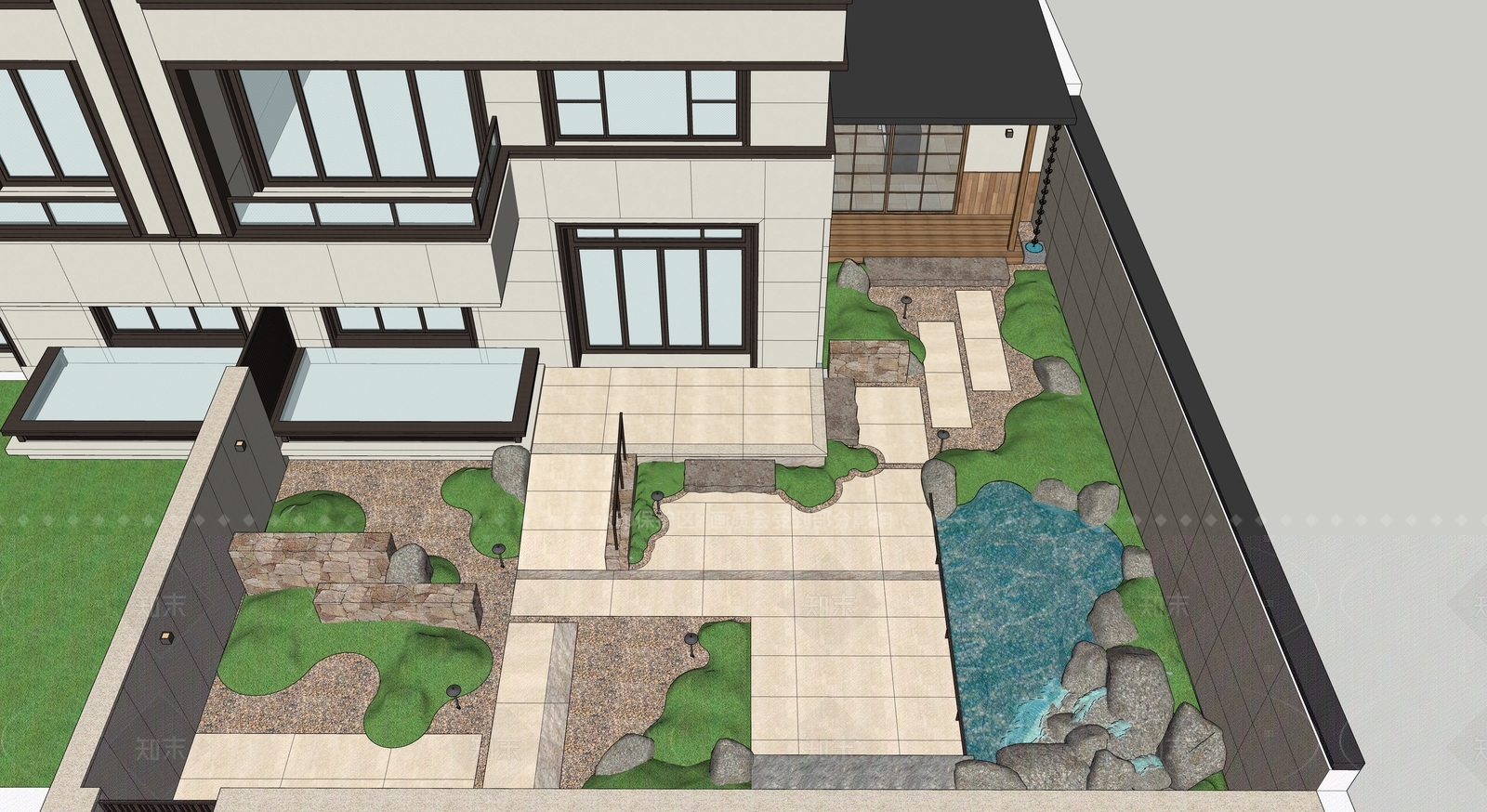 禅意侘寂住宅区景观SU模型下载【ID:1207675762】