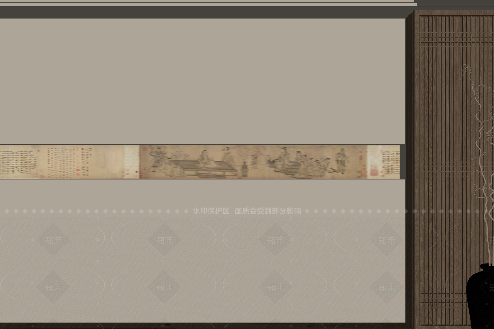 现代新中式背景墙SU模型下载【ID:1207679041】