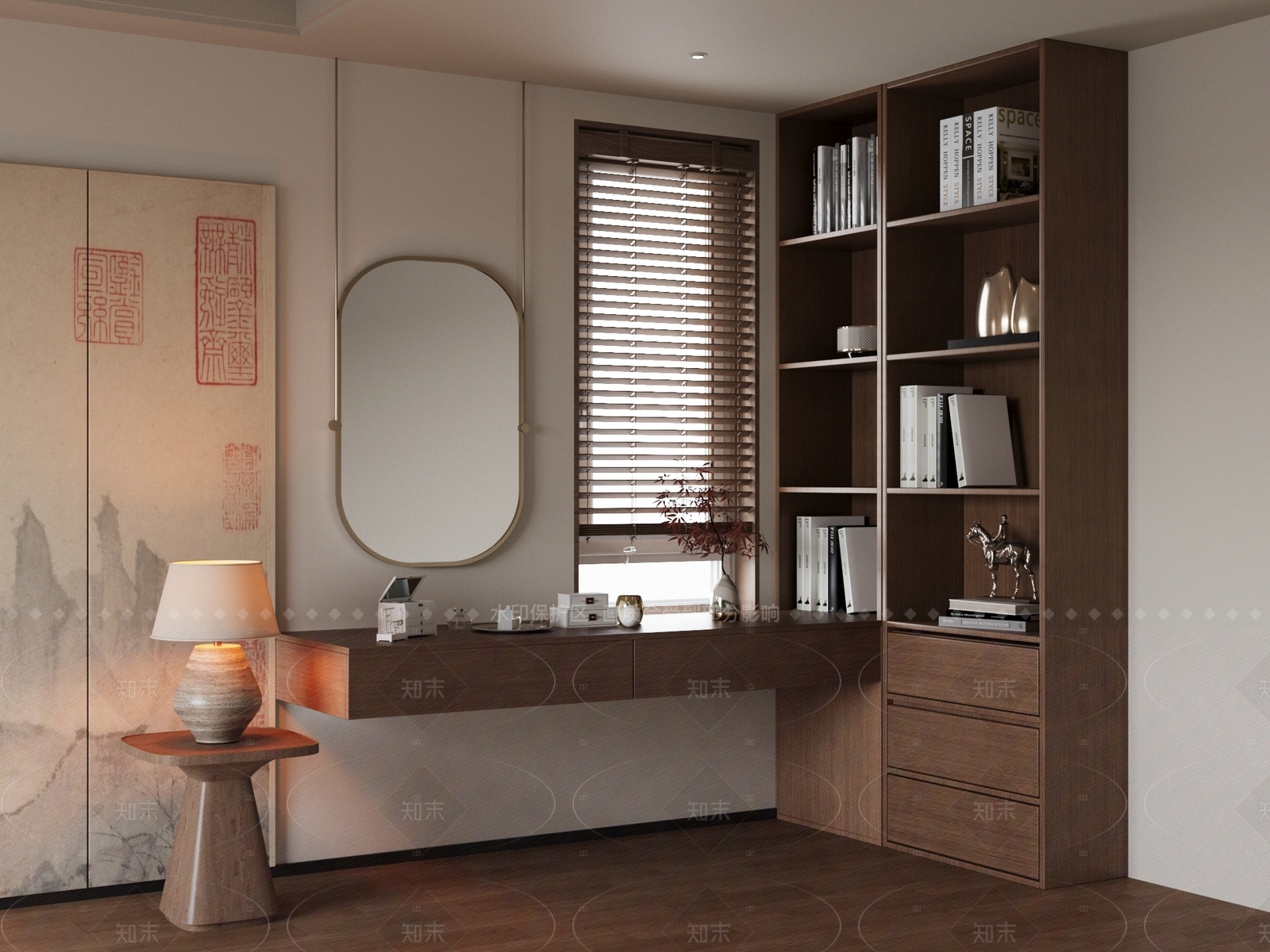 现代新中式梳妆台SU模型下载【ID:1207679244】