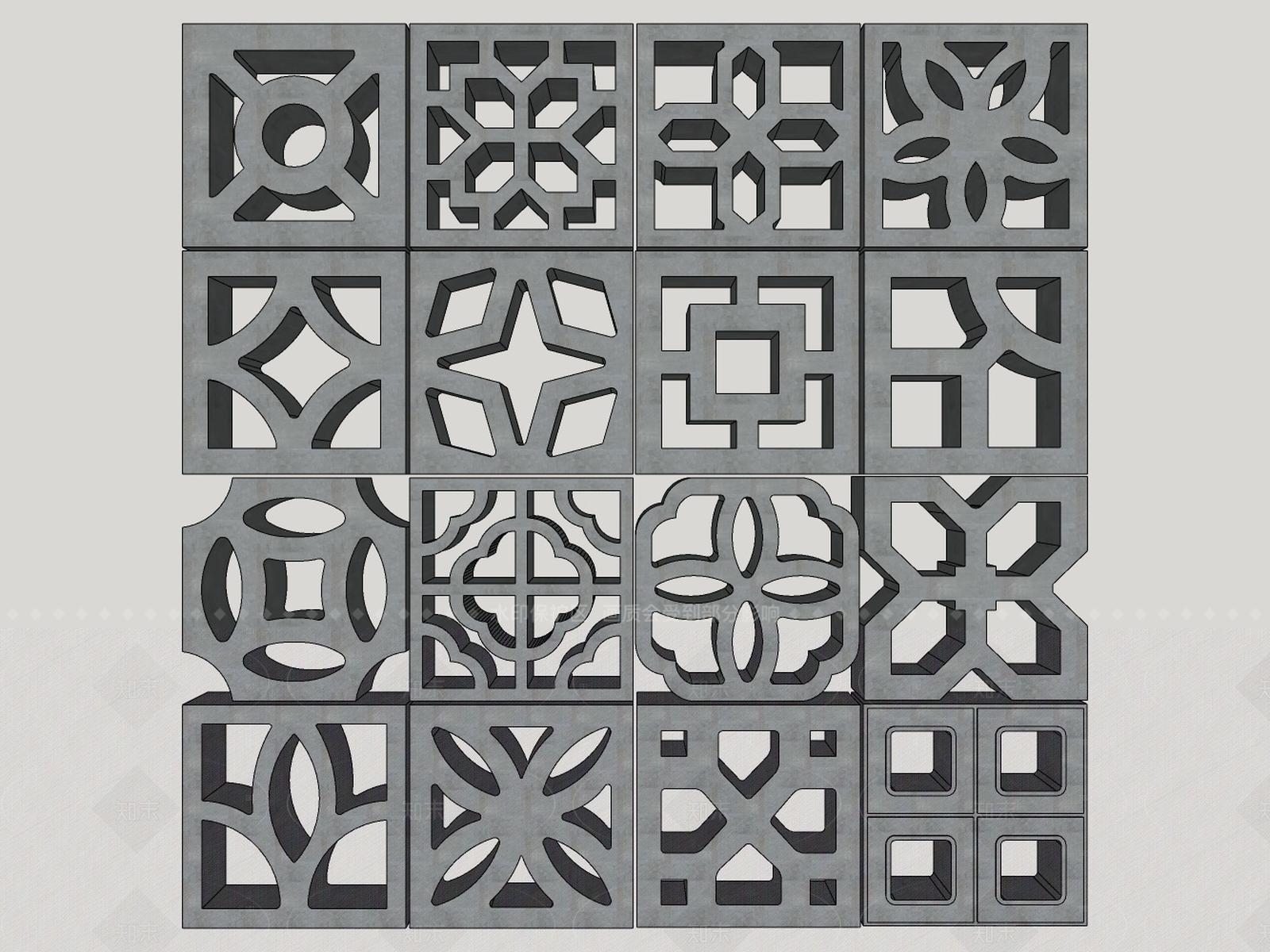 现代新中式人行道路SU模型下载【ID:1207679502】