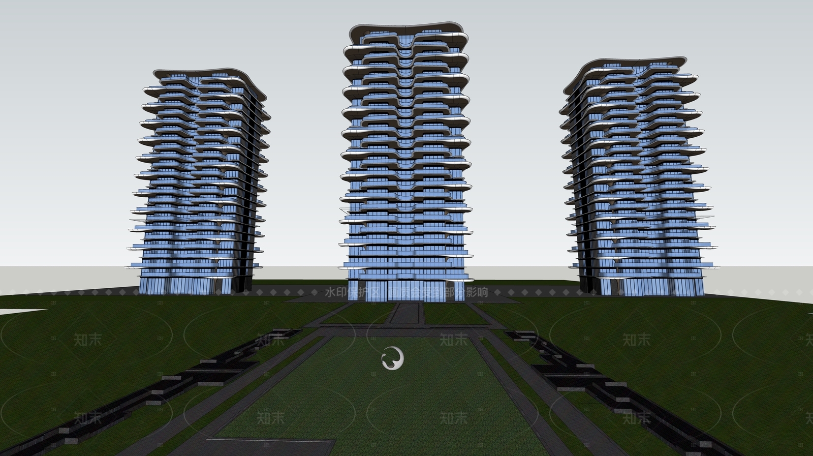 现代高层住宅SU模型下载【ID:1207680743】