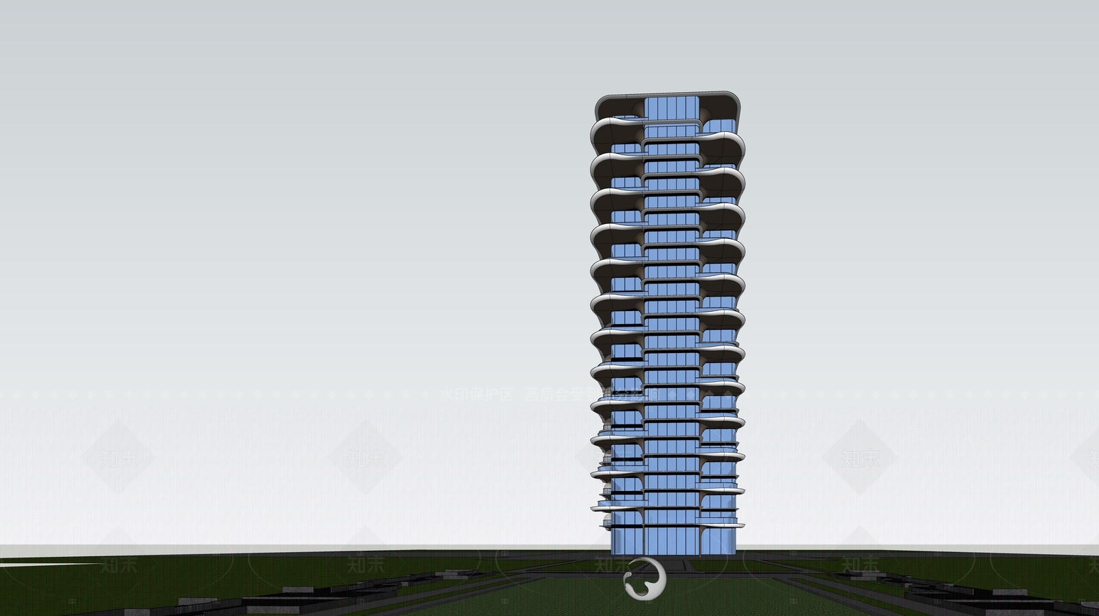 现代高层住宅SU模型下载【ID:1207680766】