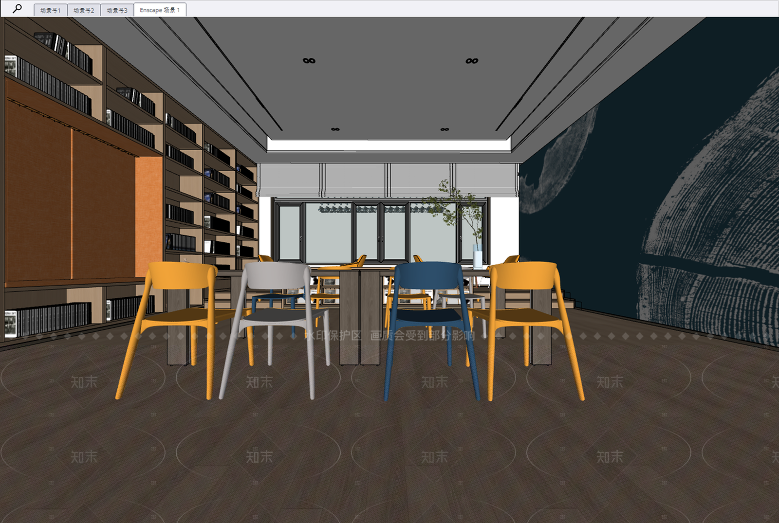 现代阅览室SU模型下载【ID:1207685946】