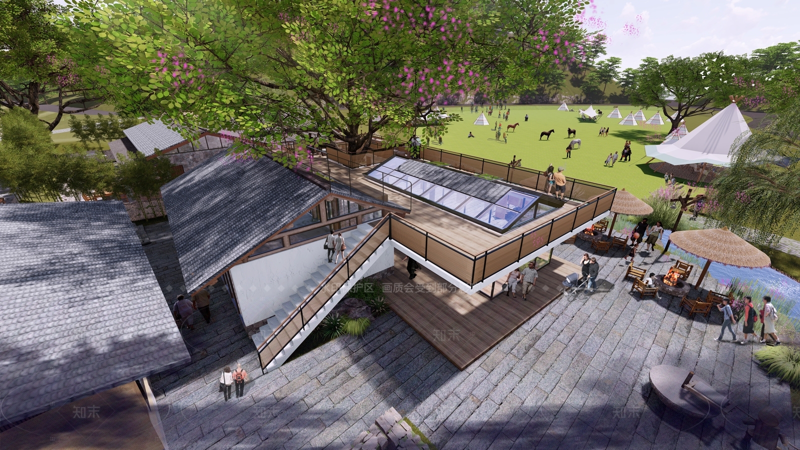 新中式乡村民房SU模型下载【ID:1207687298】