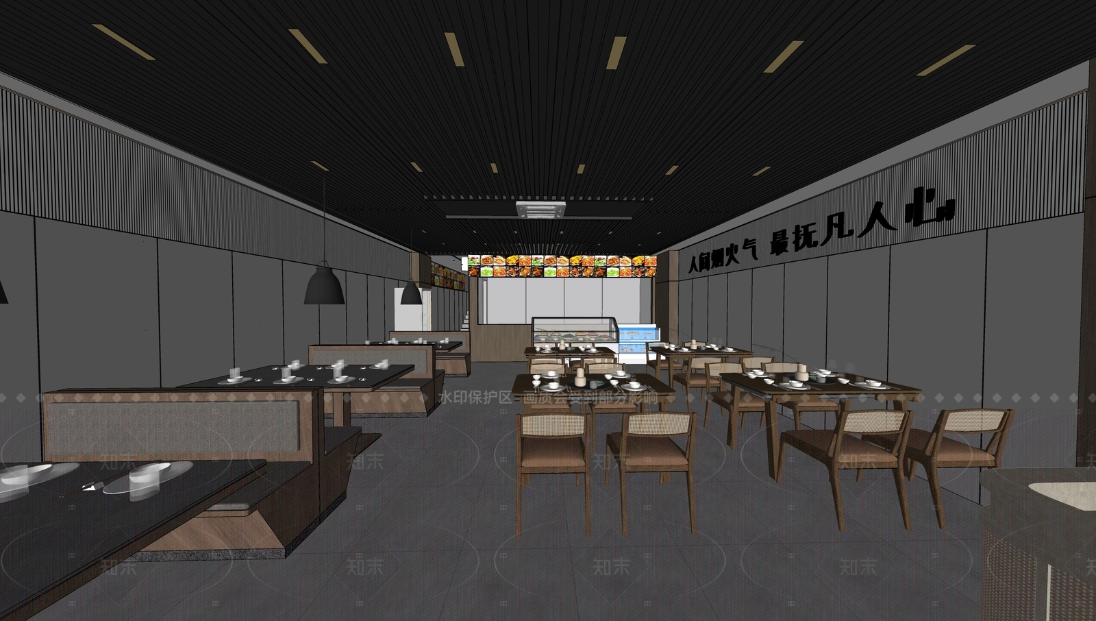 现代新中式中餐厅SU模型下载【ID:1207691710】