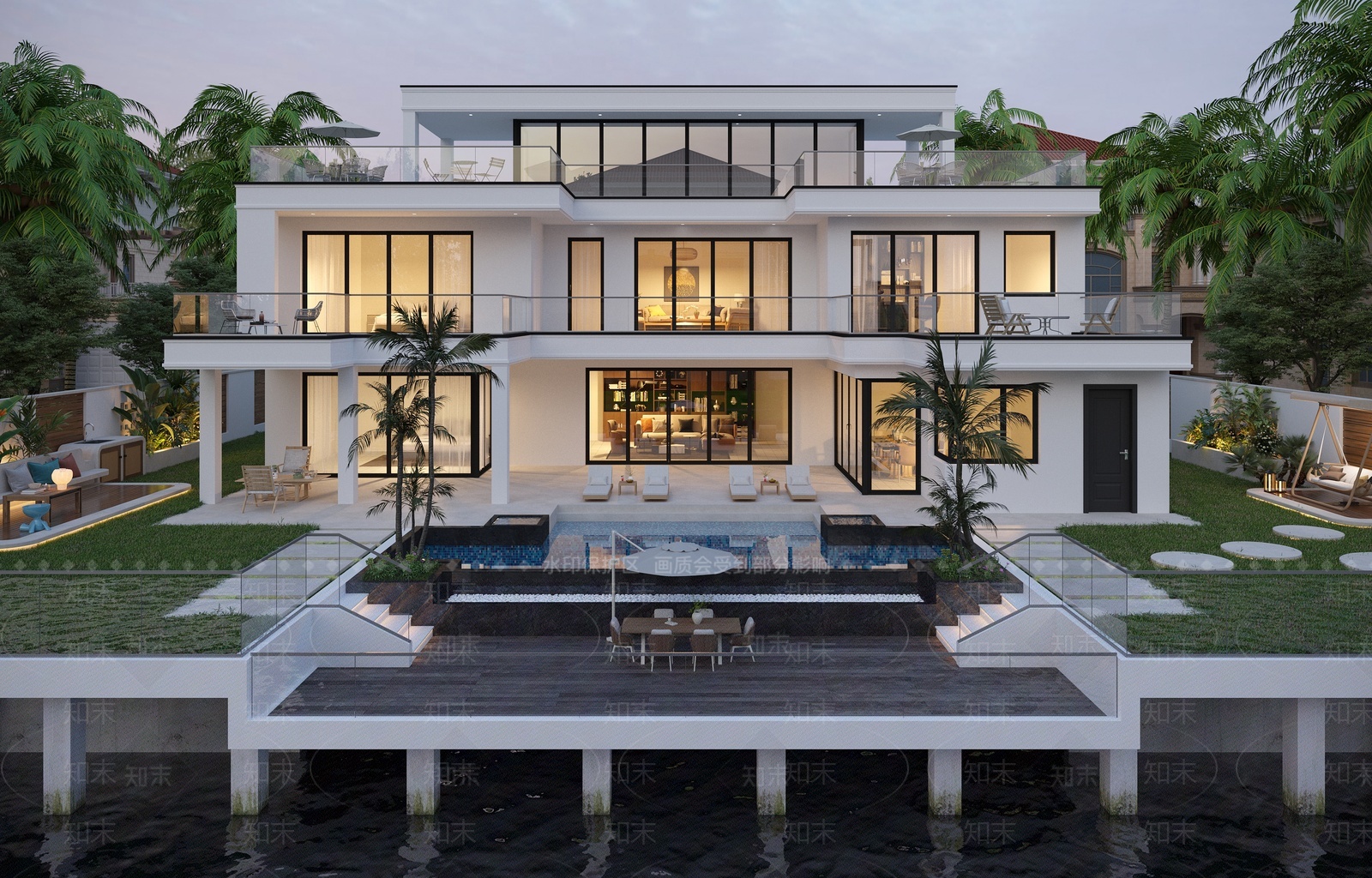 现代独栋别墅3D模型下载【ID:1207691790】