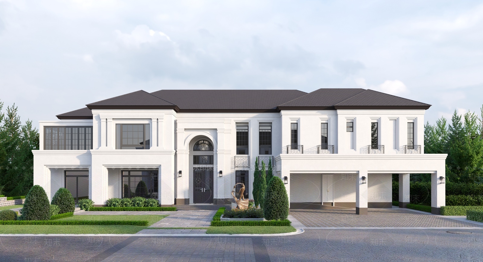 简欧独栋别墅3D模型下载【ID:1207691830】