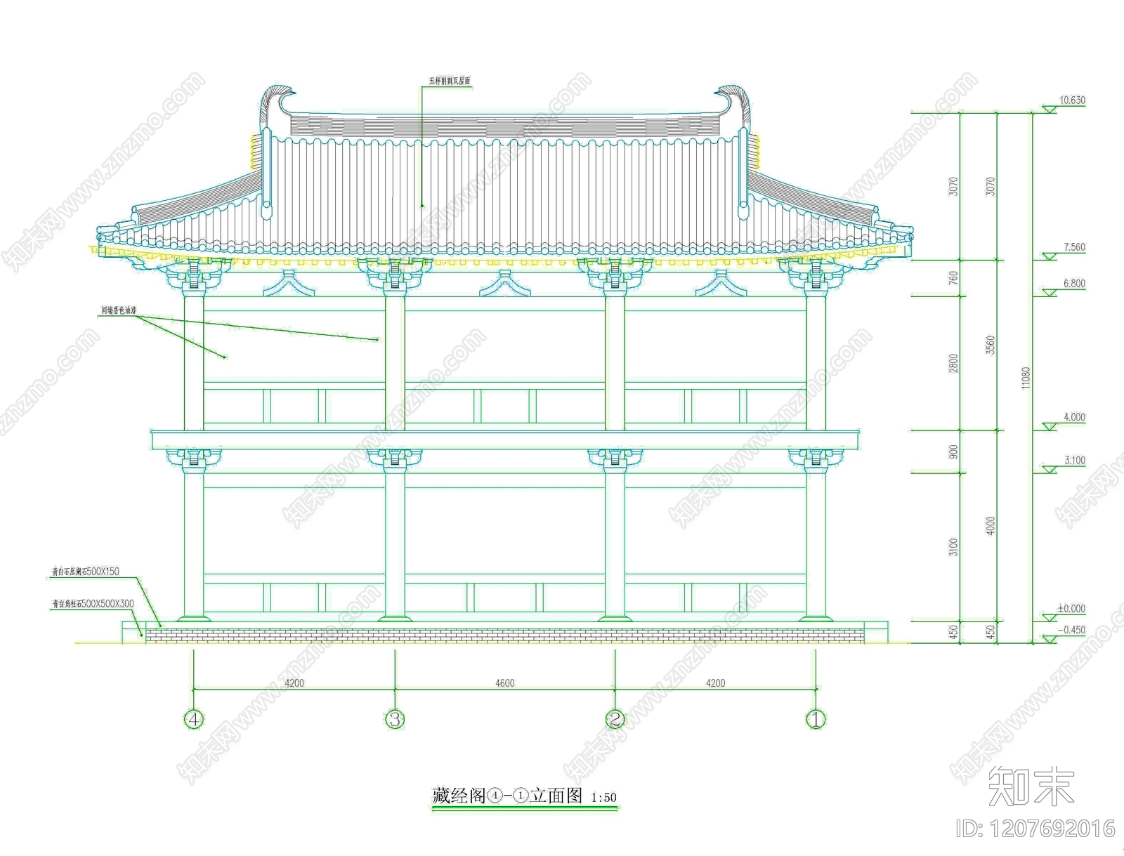 寺庙cad施工图下载【ID:1207692016】
