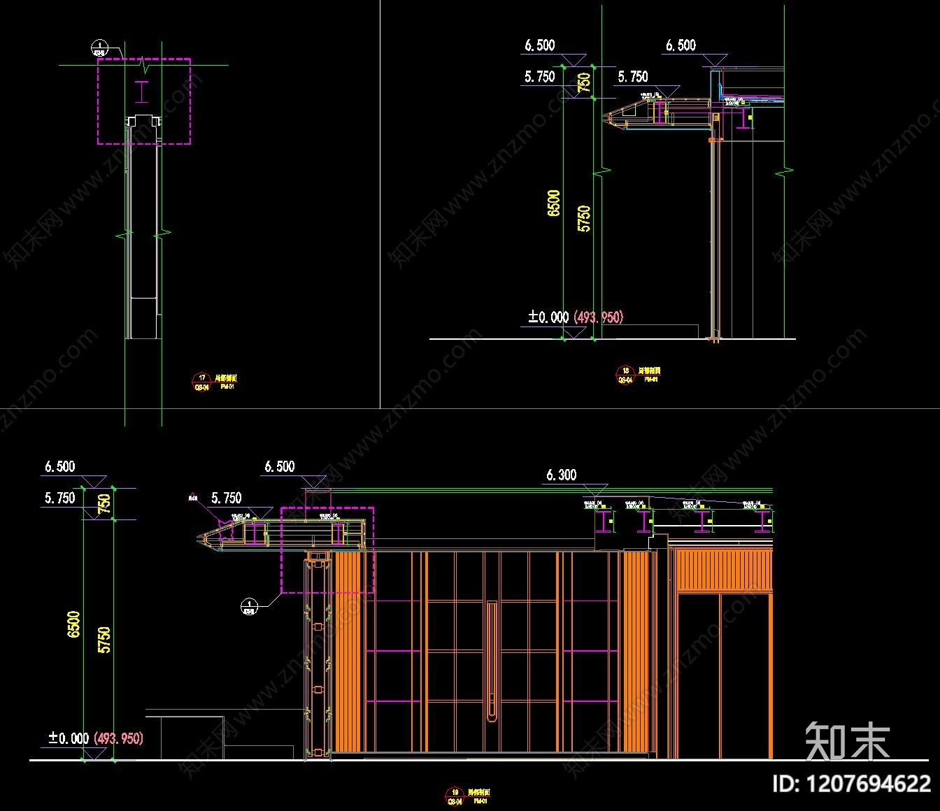 幕墙结构cad施工图下载【ID:1207694622】