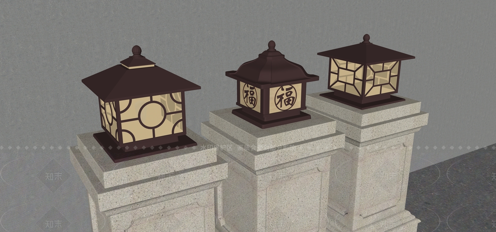 中式新中式景观灯SU模型下载【ID:1207694919】