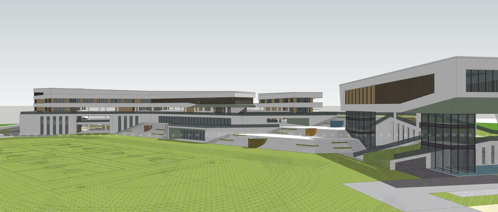 现代简约学校建筑SU模型下载【ID:1207695269】