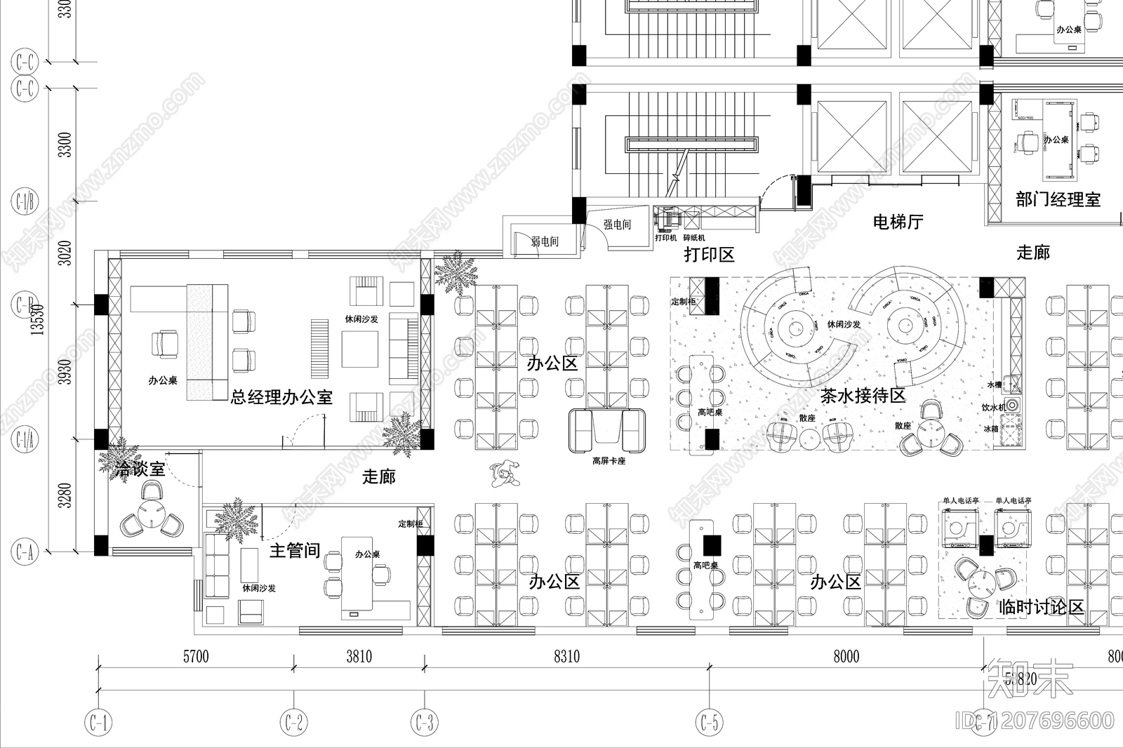 现代整体办公空间cad施工图下载【ID:1207696600】