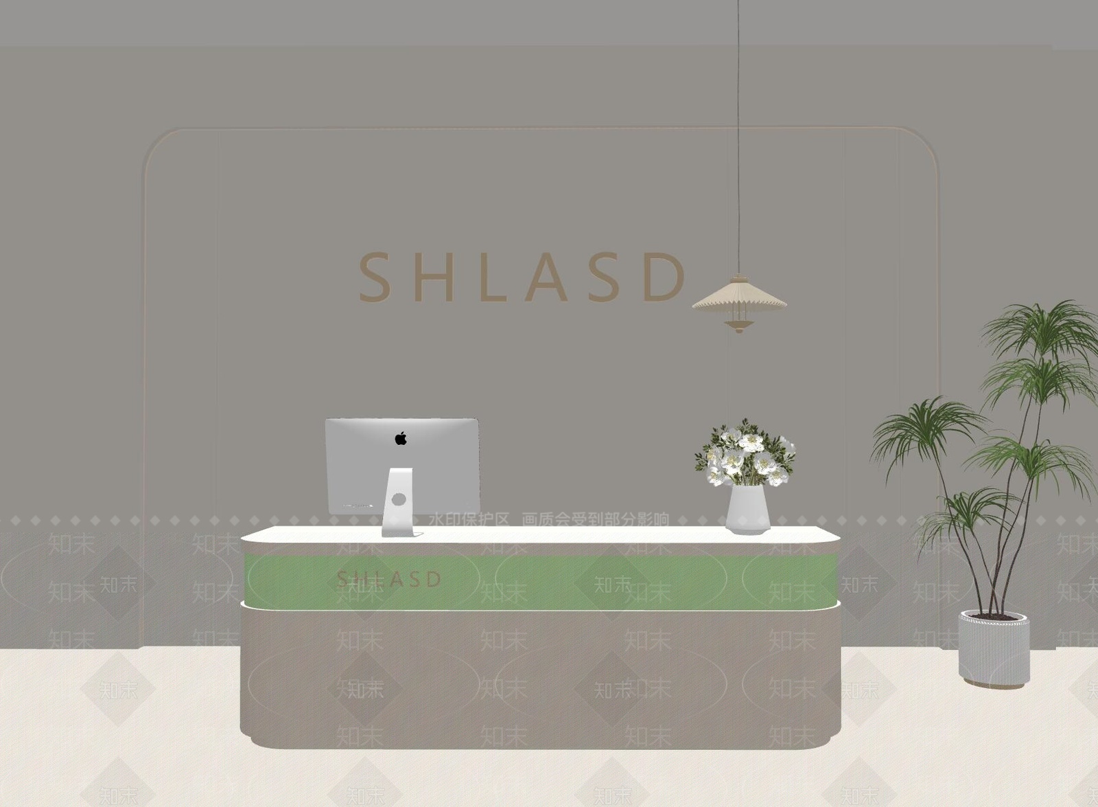 现代奶油前台SU模型下载【ID:1207696834】
