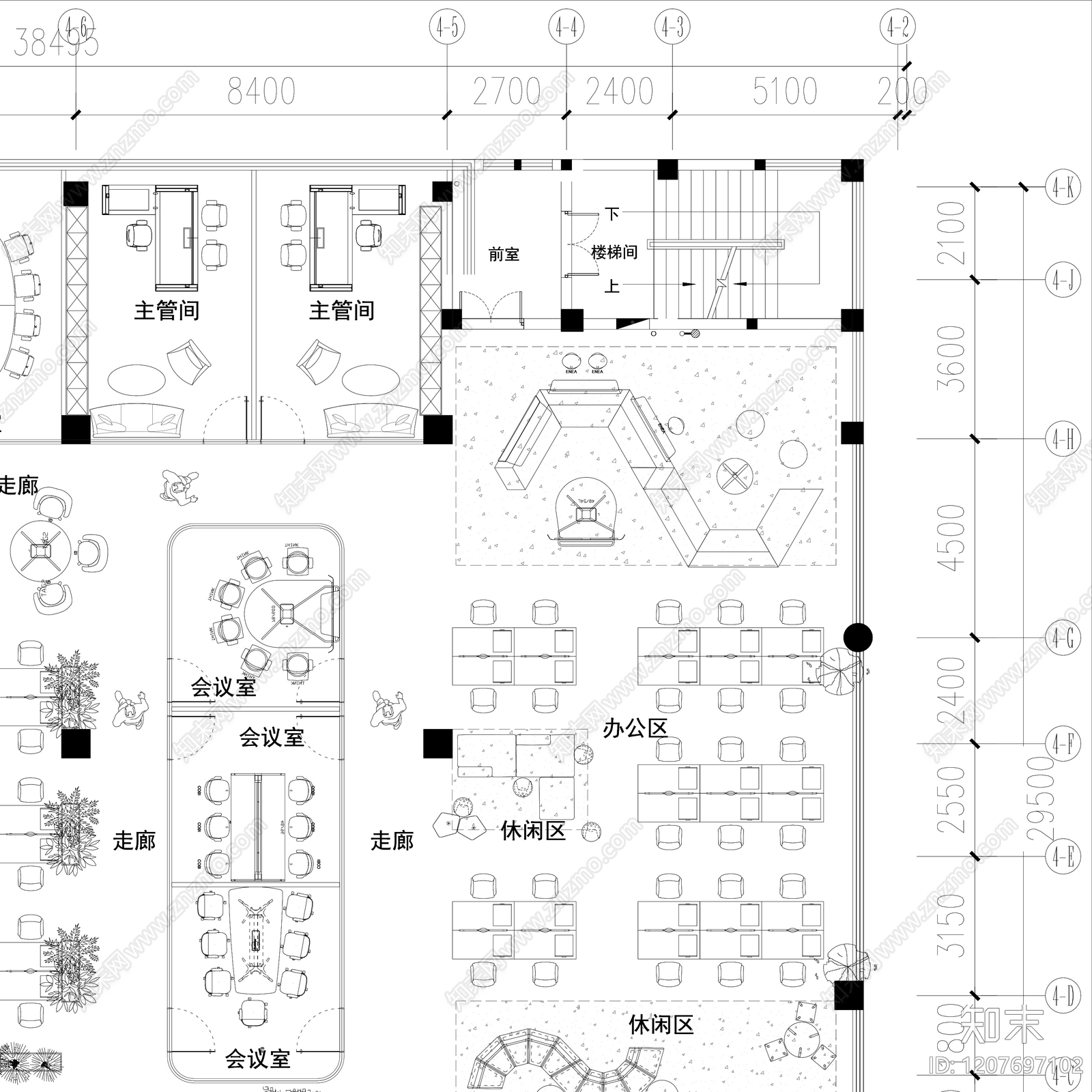 极简整体办公空间cad施工图下载【ID:1207697102】