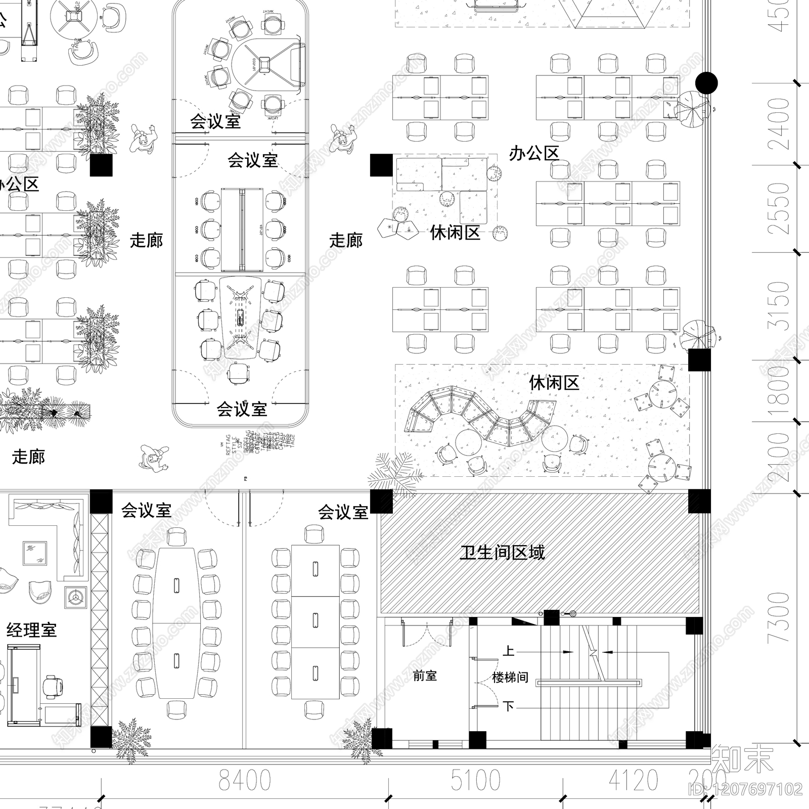 极简整体办公空间cad施工图下载【ID:1207697102】