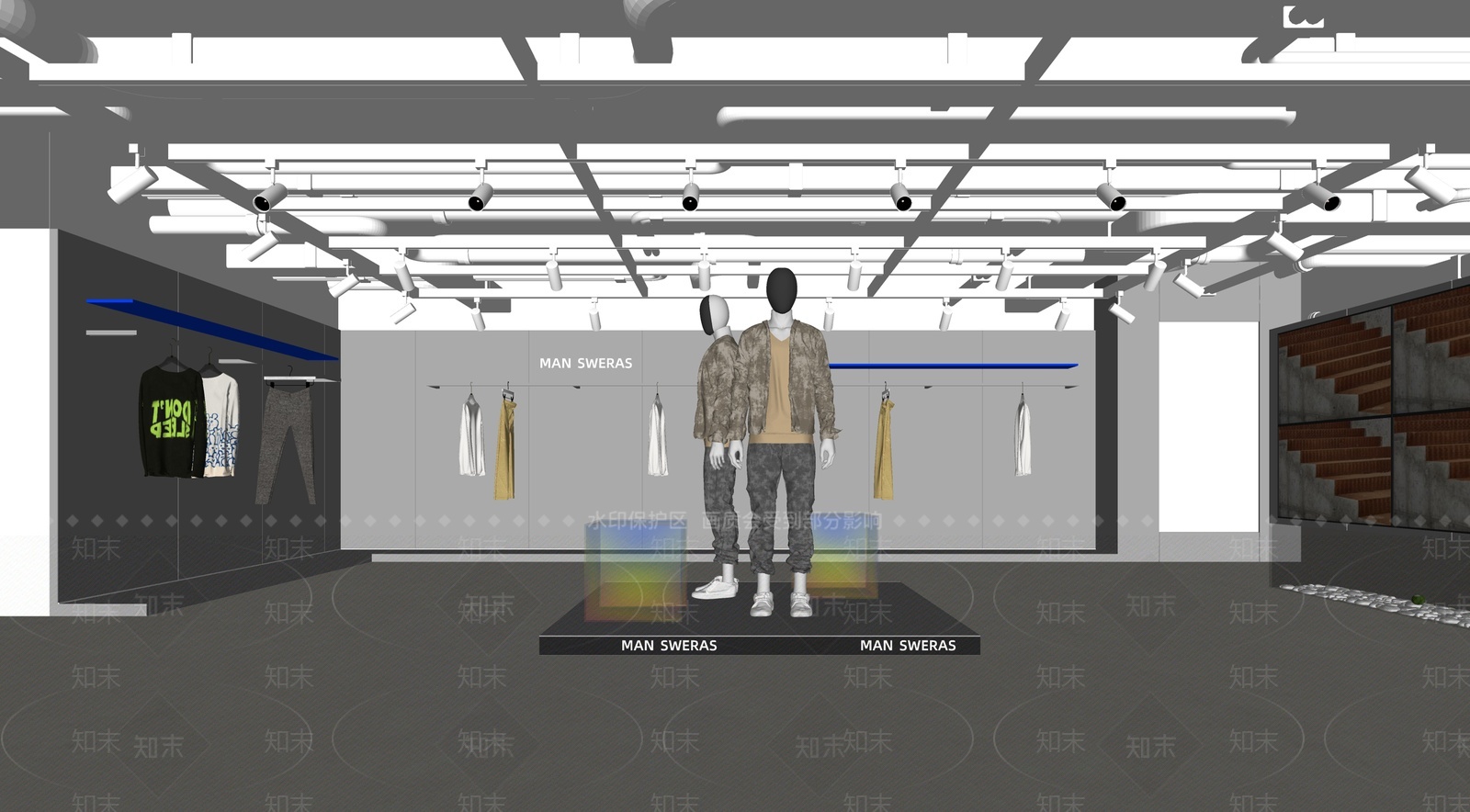 现代潮牌服装店SU模型下载【ID:1207698785】