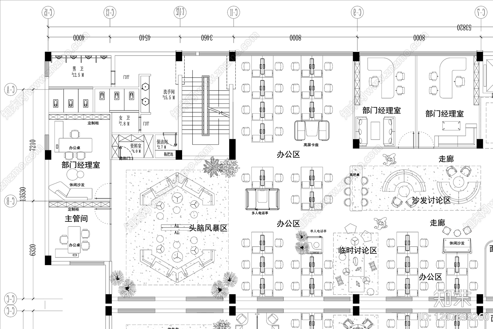 简约整体办公空间cad施工图下载【ID:1207699260】